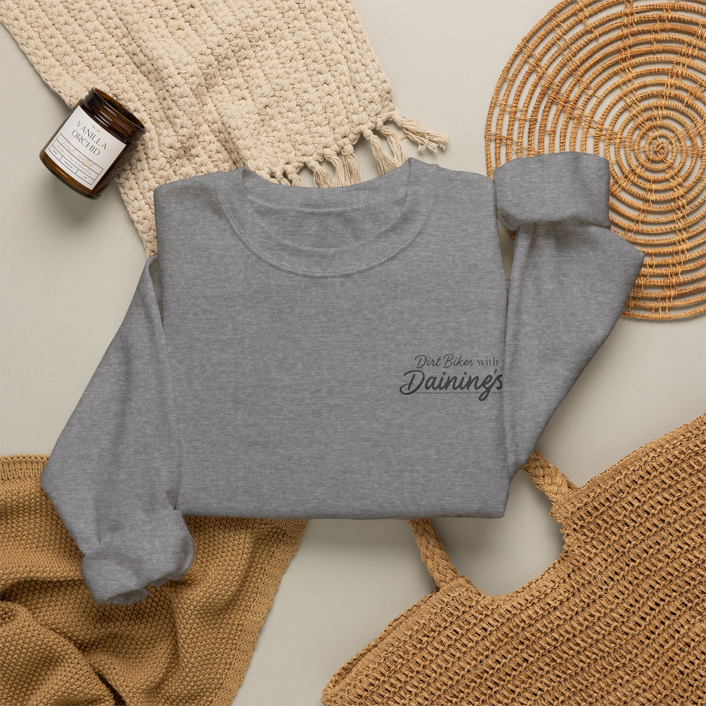Motorcycle Rider Crewneck Sweatshirt — "You Been on Dainings" Sketch Design