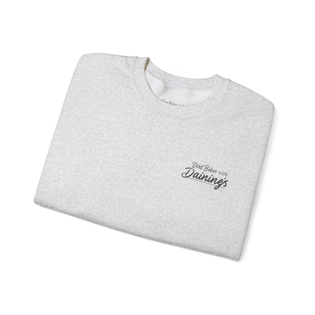 Motorcycle Rider Crewneck Sweatshirt — "You Been on Dainings" Sketch Design