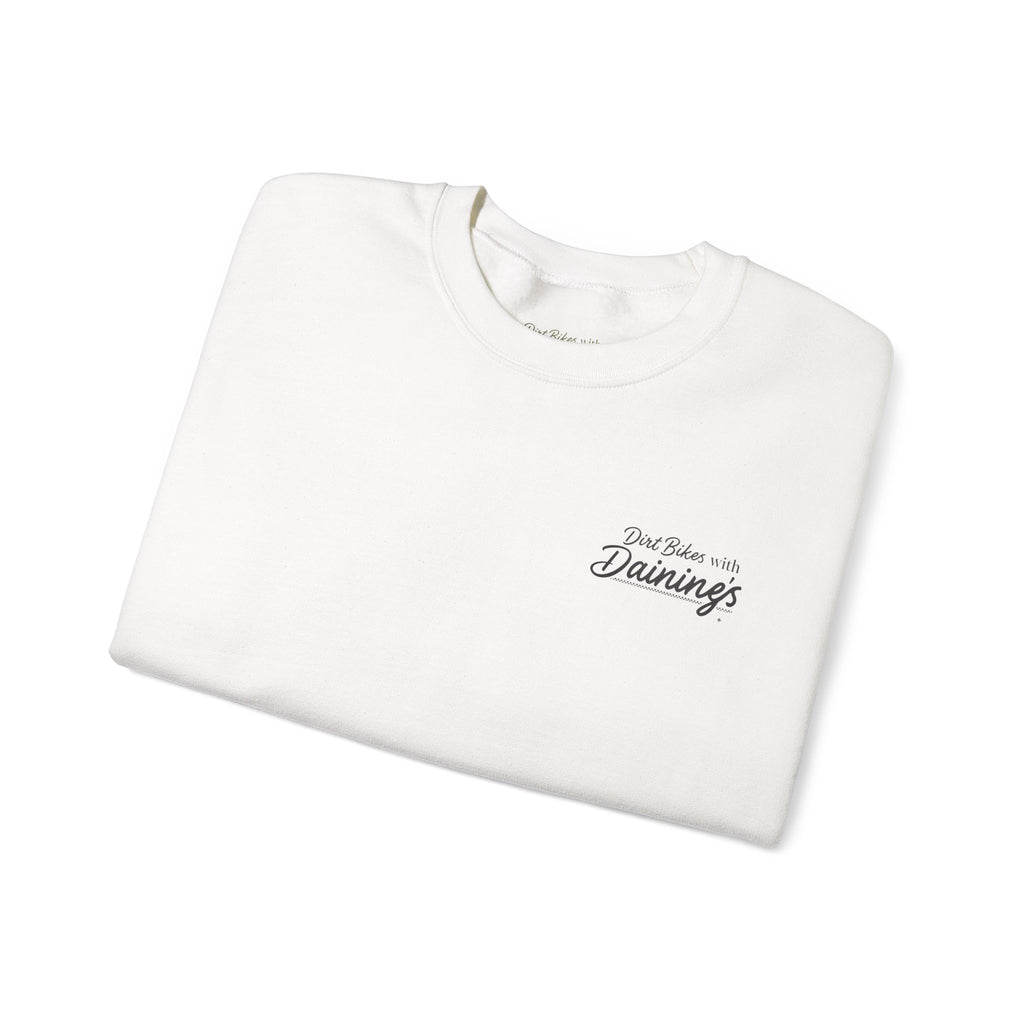 Motorcycle Rider Crewneck Sweatshirt — "You Been on Dainings" Sketch Design