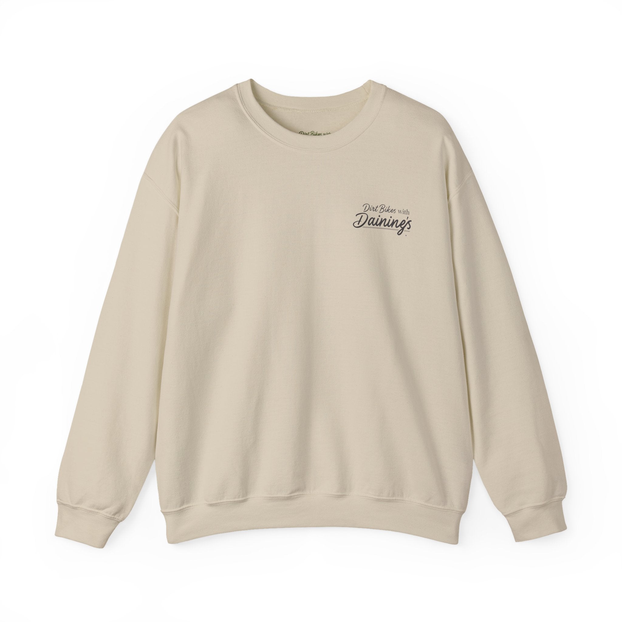 Motorcycle Rider Crewneck Sweatshirt — "You Been on Dainings" Sketch Design