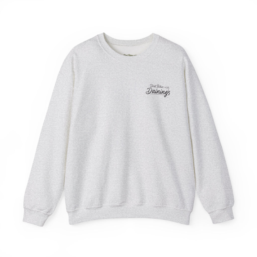 Motorcycle Rider Crewneck Sweatshirt — "You Been on Dainings" Sketch Design